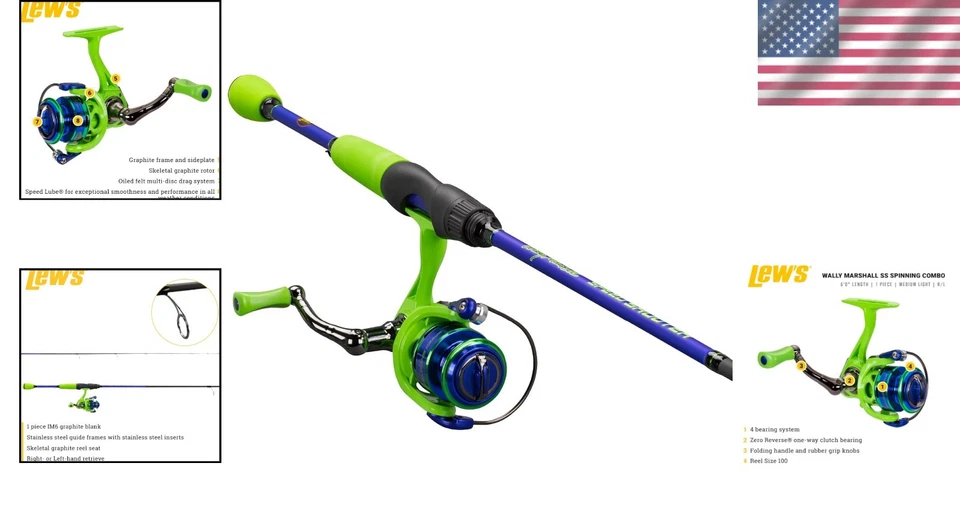 Lightweight Wally Marshall 6' Speed Shooter Spinning Combo - Unisex Fishing Gear - Image 2 of 4