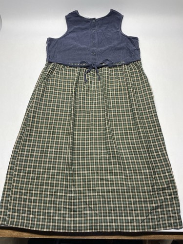 VTG Corduroy Tartan Plaid Christmas Embroidered Jumper Dress Sz 18/20 Holiday - Picture 11 of 22