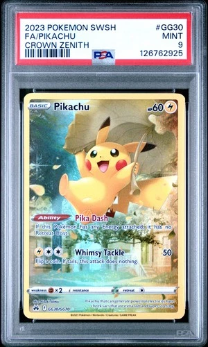 2023 POKEMON SWORD & SHIELD CROWN ZENITH #GG30 FULL ART/PIKACHU PSA 9