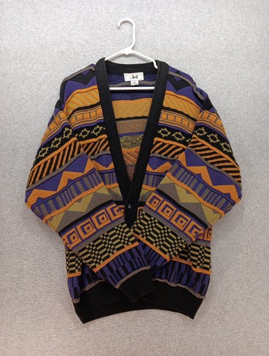 Vintage Jed Strickjacke Pullover Coogi Style Herren Gr. XL Mehrfarbig Y2K 90er Cosby - Bild 2 von 12