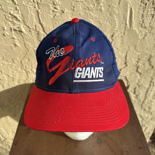 VINTAGE Nike New York Giants Cap Hat Mens Snap Back Blue Red Drew Pearson NFL - Picture 2 of 10