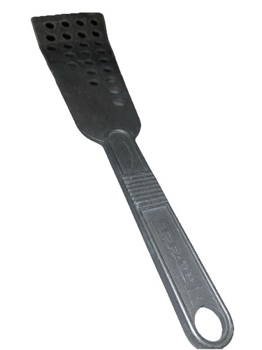 T-FAL NYLON BLACK FISH SPATULA SLOTTED HOLES LONG BLADE ANGLED FLIPPER