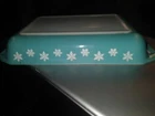 Vintage Pyrex Snowflake Turquoise Rectangle Baking Dish 548-B  1-1/4 Qt NO LID