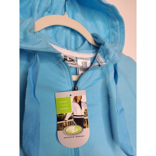 NWT Vintage y2k Athletic Works Short Sleeve Hooded Zip Up Workout Sirt Crop S - Picture 3 of 4