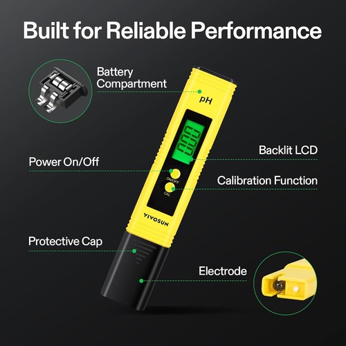 VIVOSUN Digital pH Meter, 0.01pH High Accuracy Pen Type Tester for Yellow - Picture 3 of 8