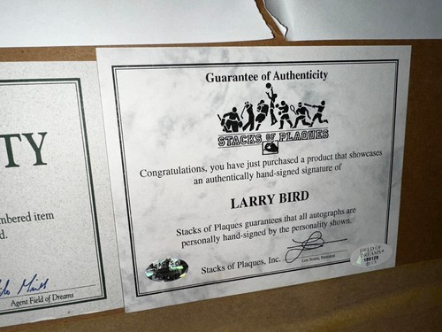 Larry Bird Autogrammbild 1991-92 HOF Game Worn Trikotstück, FIELD OF DREA - Bild 6 von 10