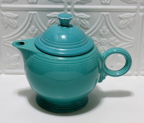 Fiestaware HLC Teapot W/Lid & Ring Handle Sea Mist Teal Green 7" Tall Vintage - Bild 1 von 5