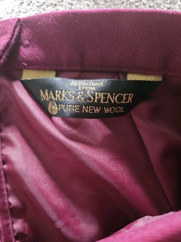 St Michael Vintage Skirt Pencil Size 12 W28 L 27" Burgundy 100% Wool Lined - Picture 3 of 9