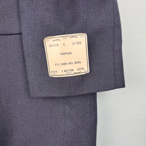 NEW Jos A Bank Men's 41 REG Navy Blue Tropical Linen Wool 2 Button Blazer Jacket - Picture 5 of 7