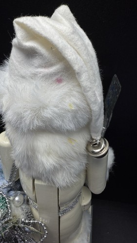 Vintage Let It Snow White Christmas Nutcracker Santa with Blue Bird 14'' 2001 - Picture 8 of 10