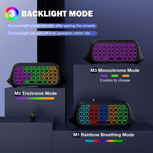 MoKo Clavier Rétroéclairé RGB pour Manette Xbox One, Xbox Series X/S, Sans Fil - Photo 3/10