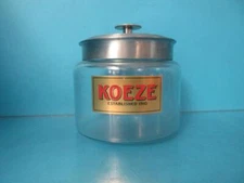 Vintage Koeze Glass Apothecary Jar Canister Candy Cookie Lid Lidded Rare 6.5"