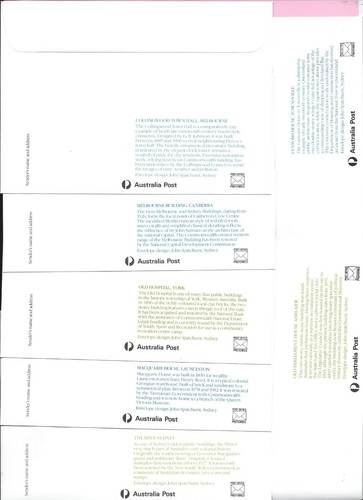 AUSTRALIEN 1986 Satz 7 PSE's unbenutzt - Zustand HISTORISCHE GEBÄUDE - postfrisch - Bild 2 von 2