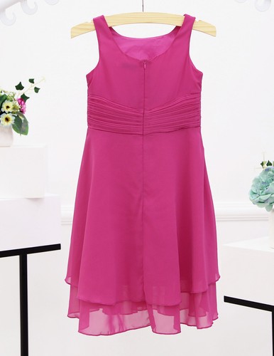 Girls Knotted Waist and Ruched Chiffon Wedding Party Bridesmaid Princess Dress - Picture 7 of 45