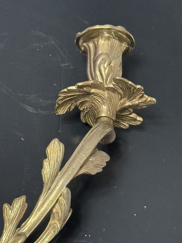 Candela da parete vintage stile barocco francese Scone doppio braccio ornato ottone dorato - Foto 4 di 9