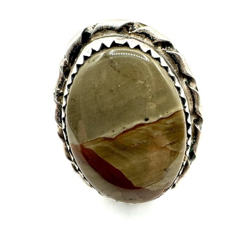 Simple Sterling And Quartz Ring Signed AS Size 5.5 - Picture 2 of 3