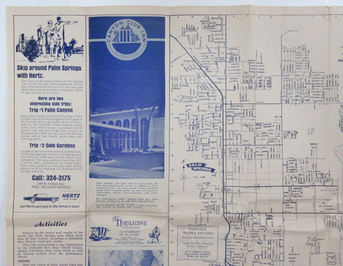 Mappa Vintage Palm Springs Tiki Spa Hotel Appartamenti Pubblicità Business Directory anni 60 - Foto 5 di 16