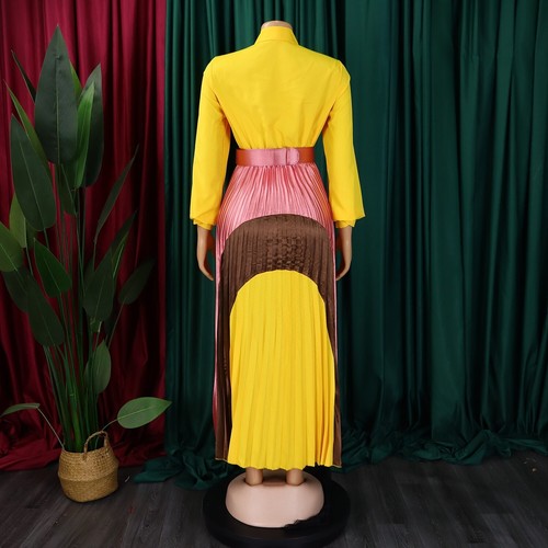 Damen Herbst Midikleid Freizeit Langarm Blumen Plissee A Linie Fließend Kleider - Bild 19 von 60