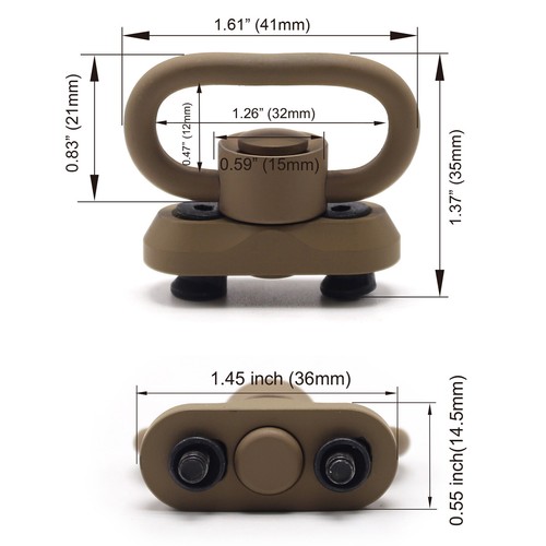 QD Sling Mount Sling Swivel 1.25 Inch Adapter Attachment Tan/FDE - Picture 14 of 26