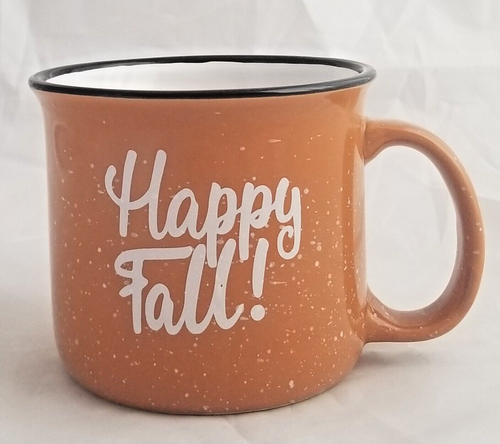 ¡FELIZ CAÍDA! Taza de café de 16 onzas de gres moteado naranja sin marca - Imagen 1 de 6