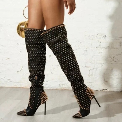 AZALEA WANG " SPITEFUL SPIKES " THIGH HIGH BOOT Size: 12