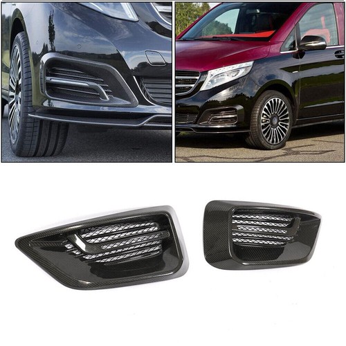 Dry Carbon Front Fog Light Mesh Cover Trims for Mercedes Benz V Class W447 16-18 - Picture 2 of 12