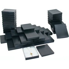 Pinstripe Cotton Filled Jewelry Gift Box Black 50Pcs
