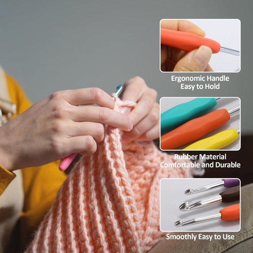 9 Sizes Crochet Hooks Set,H HOME-MART 2mm-6mm,Ergonomic Crochet Hooks w/ case AU - Picture 6 of 6