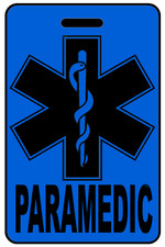 Personalized Hi-Viz Blue PARAMEDIC Luggage/Gear Bag Tag