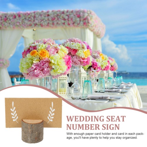 1 set of Rustic Wood Place Card Holders Table Numbers Holder Wooden Memo Holder - Picture 3 of 12