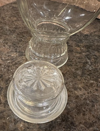 Vintage Footed Hourglass Candy Jar Clear Glass Apothecary Style 9.25” H - Afbeelding 3 van 3