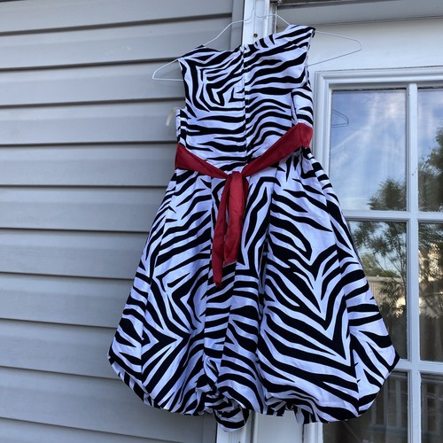 Girl's Christmas White Black And Red Dress Size Large - Picture 2 of 5