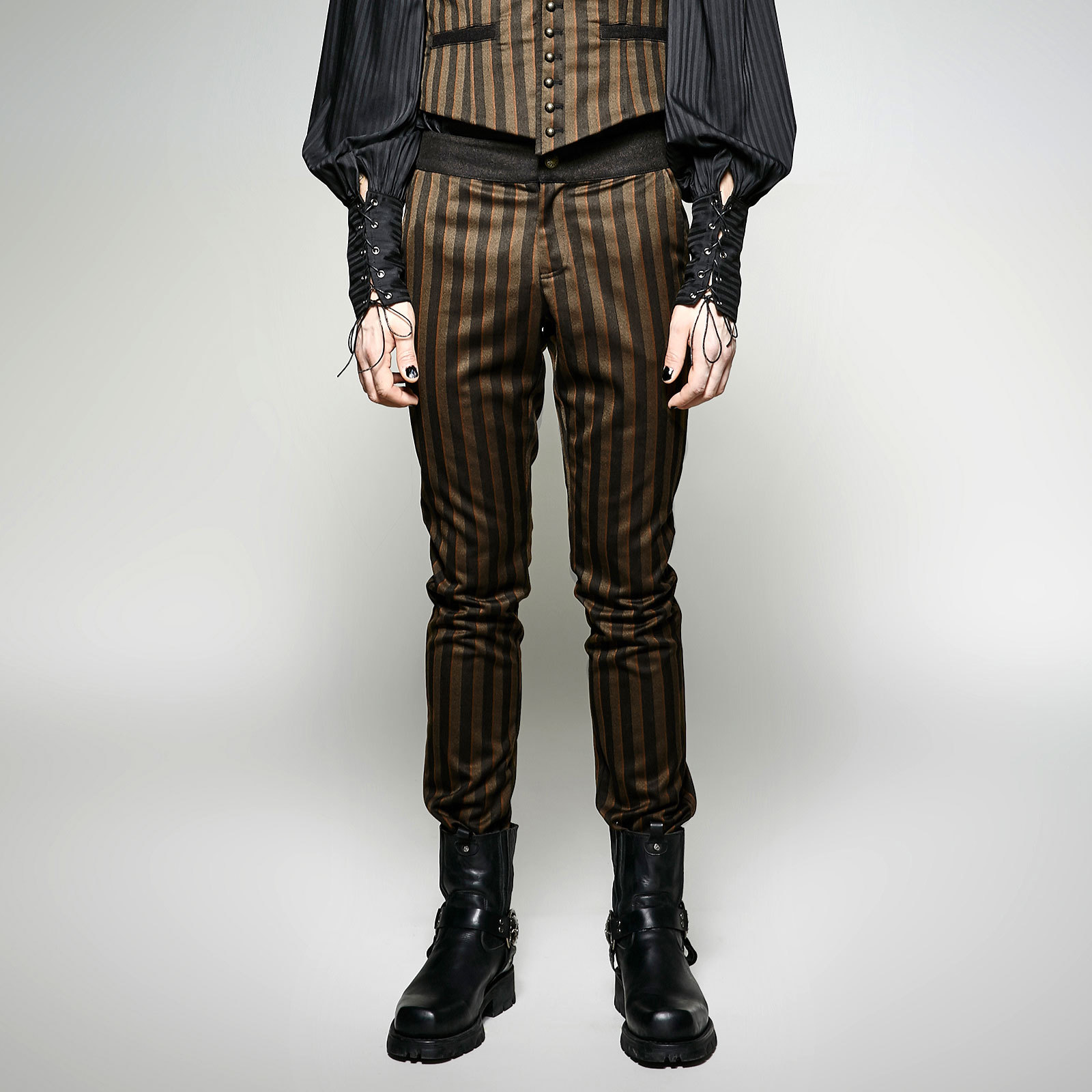 Punk Rave gentiluomo Pantaloni per per per uomo Marroneee a strisce Steampunk PANTS Gothic c83da3 Punk Rave gentiluomo Pantaloni per per per uomo Marroneee a strisce Steampunk PANTS Gothic c83da3