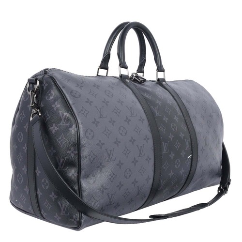 Louis Vuitton Eclipse Reverse Keepall Bandouliere 50 Large Duffle Bag Black Gray - Picture 4 of 12