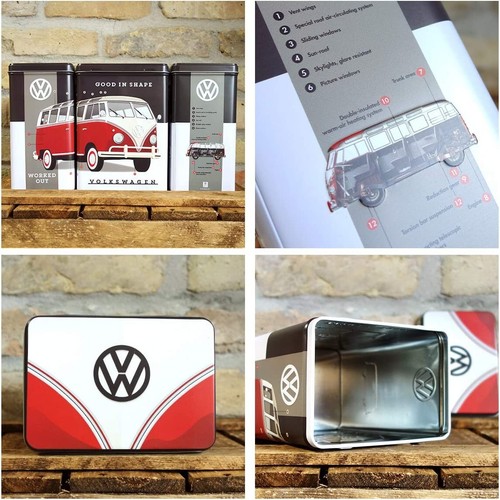 Vintage Style Retro Large Lidded Tin - VW Volkswagen Split Screen In Good Shape - Picture 3 of 4