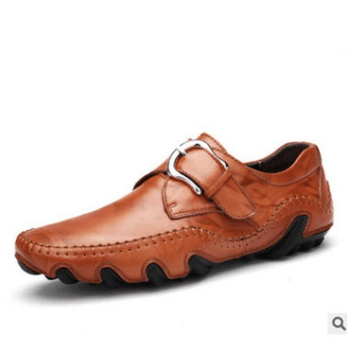 Men's Leather Shoes Casual Driving Shoes Handmade England Loafers Round Head Low - Picture 16 of 27