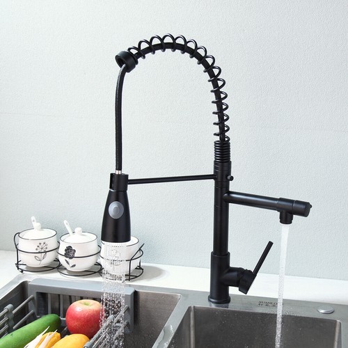 Grifo mezclador de cocina cromado/mate tirón hacia abajo cubierta grifos giratorios montados - Imagen 6 de 70