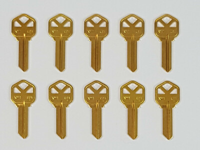 10 Kwikset KW1 Brass Key Blank