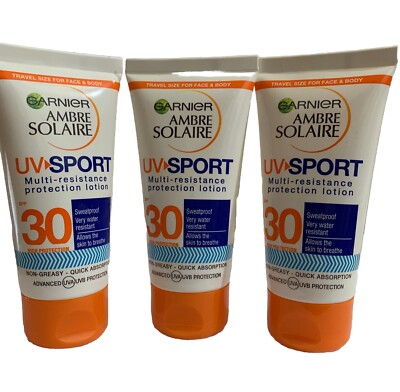 3 x Garnier Ambre Solaire UV Sport Sonnenlotion LSF30 50ml