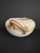 WILLETS BELLEEK JARDINIERE GOLD GILT DRAGON HANDLES *SCARCE* MINTY