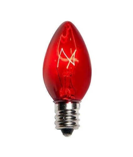 25 Red Incandescent Bulbs C7 Replacement Christmas Holiday for String Lights E12 - Photo 1 sur 4