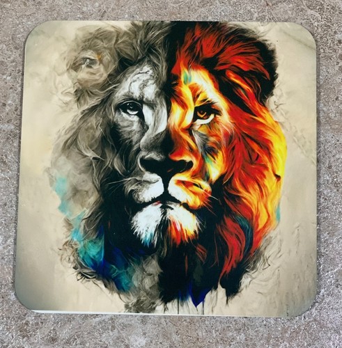 COASTERS - SQUARE - SET OF 4 - LION DESIGNS - SUBLIMATED - 10cm x 10cm - Picture 2 of 5