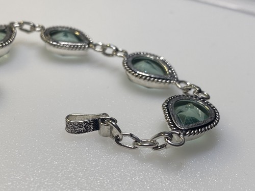 Sterling Silver 925 Bracelet Blue Topaz Crystal 15.76g - Picture 5 of 10