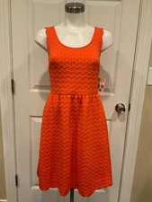 Maeve Anthropologie Orange Geometric Textured Sleeveless Dress, Size XS