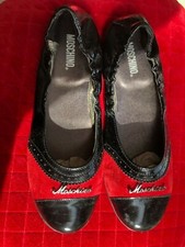 Women's BalerinaFlats MOSCHINO Leather Black/ Red Brand New