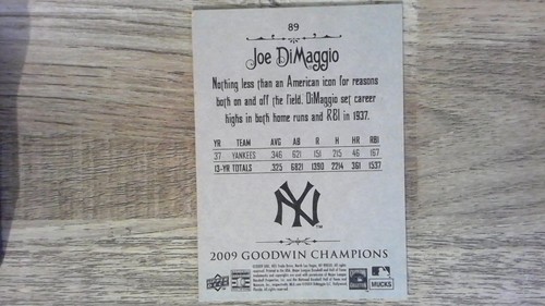 2009 Upper Deck Goodwin Champions #89 Joe DiMaggio - Picture 2 of 2