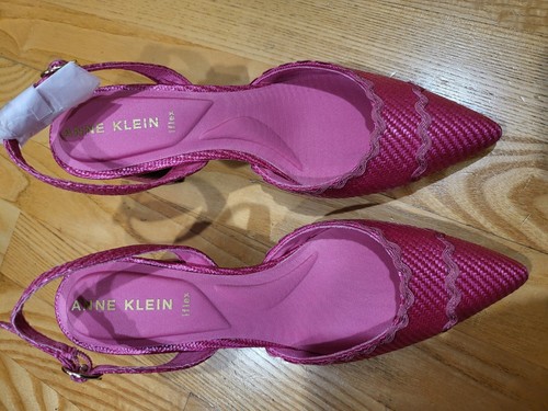 Anne Klein Women's Bonnie Pump Heeled Sandals, Pink Raffia, Size 6.5 M - Picture 4 of 10