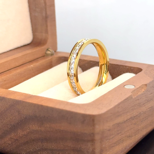 Gold Titanium Engagement Ring Titanium Wedding Band Ring for Girlfriend - Video 1 of 1