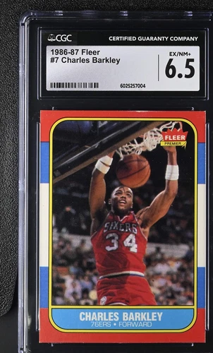 1986-87 Fleer Basketball #7 Charles Barkley RC Graded CGC 6.5 Ex/NM+