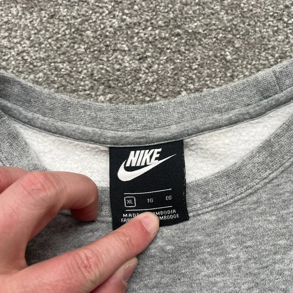 Moletom Nike adulto XL extra grande cinza Just Do It gola redonda masculino - Imagem 3 de 4